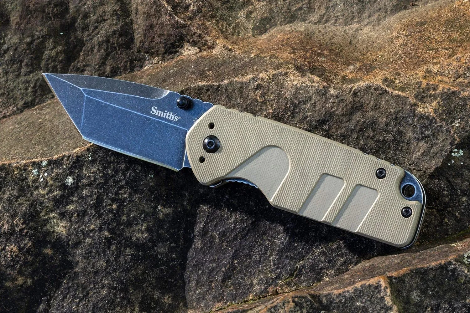 Smith's Campaign Pocket Knife – 2.78” Tonto Stainless Steel Blade – Easy Open Flipper – Everyday Carry Work, Military, Hunting, Outdoor – Straight Edge Tactical Knife – Foldable