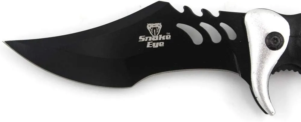 Snake Eye Everyday Carry Scorpion Style Ultra Smooth One Hand Opening Folding Pocket Knife - Ideal for Recreational Work Hiking Camping (Silver)