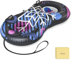 Snow Tube with Towable Leash, AirsFish Inflatable Snow Sled for Children Adults Heavy Duty Cover Wear-Resistant & Antifreeze Material Sledding Tubes for Winter Sports