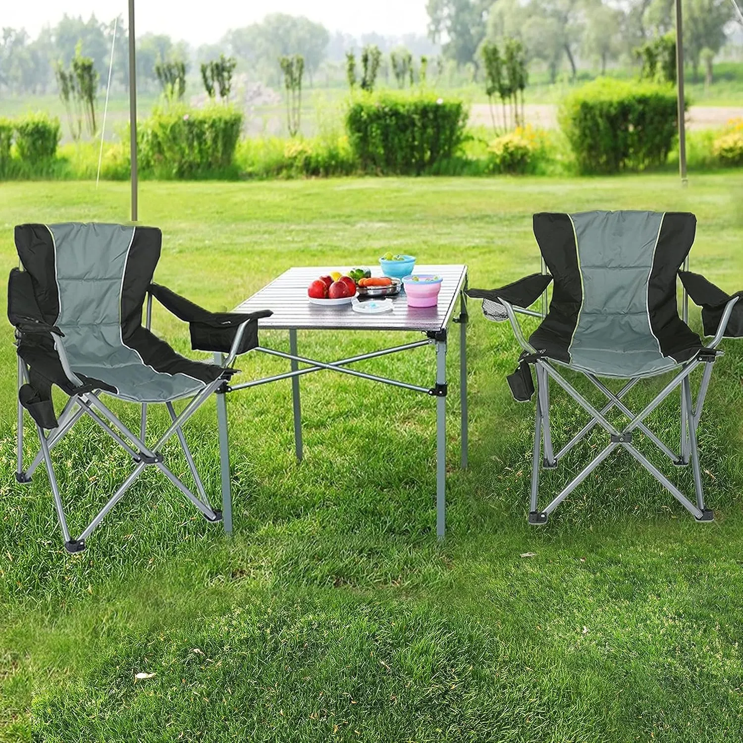 Sofa Chair, Portable Folding Camping Chair, Collapsible Chairs for Adults，Heavy Duty Portable Camping and Lounge with Cup Holder，264 lbs Loading