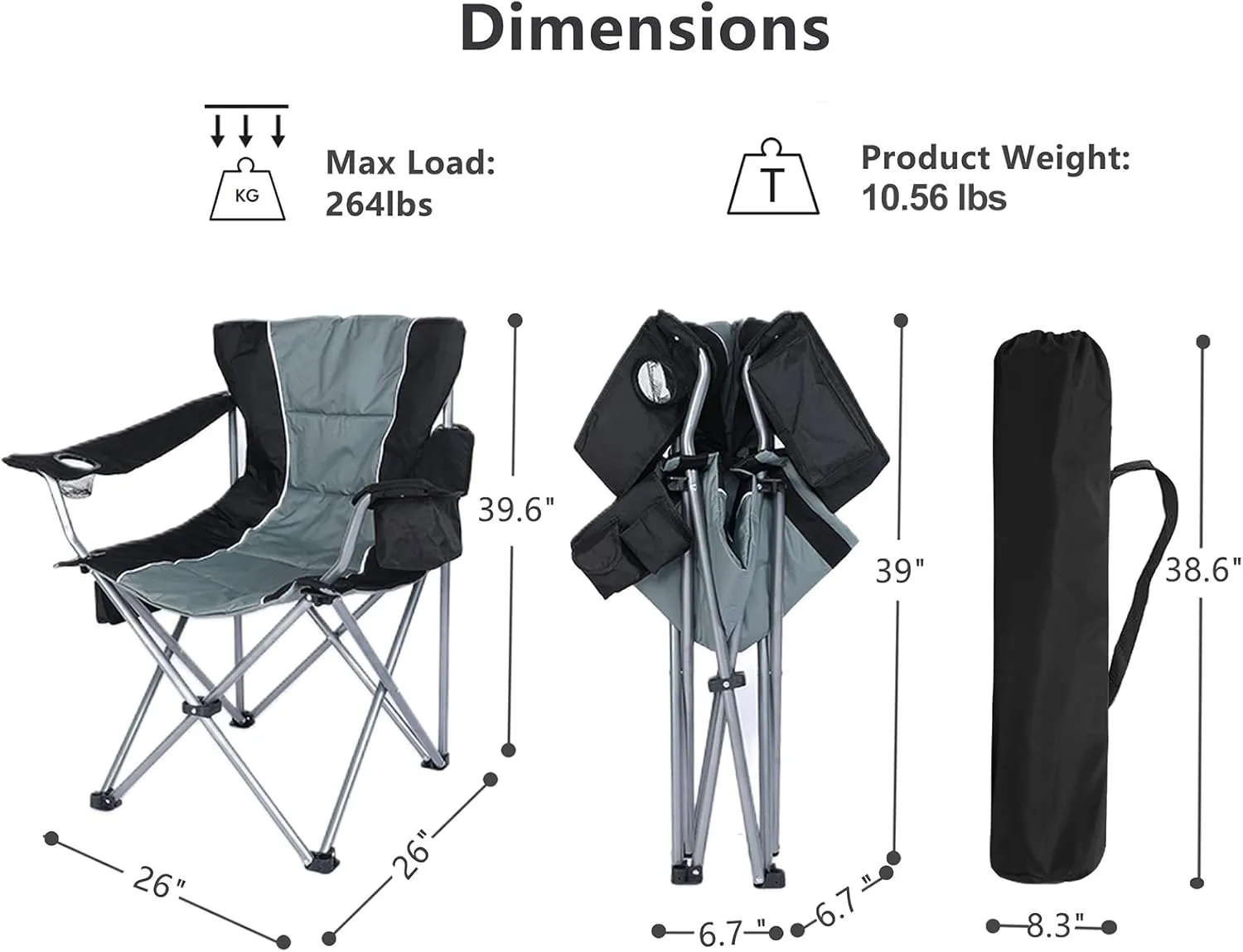 Sofa Chair, Portable Folding Camping Chair, Collapsible Chairs for Adults，Heavy Duty Portable Camping and Lounge with Cup Holder，264 lbs Loading