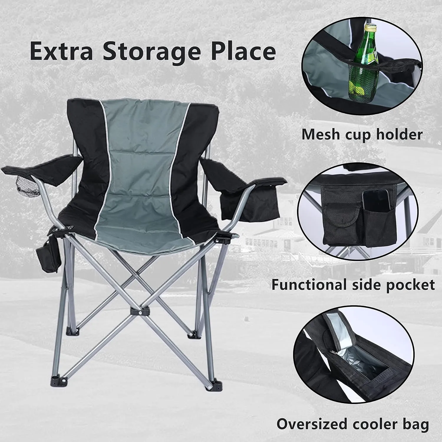Sofa Chair, Portable Folding Camping Chair, Collapsible Chairs for Adults，Heavy Duty Portable Camping and Lounge with Cup Holder，264 lbs Loading