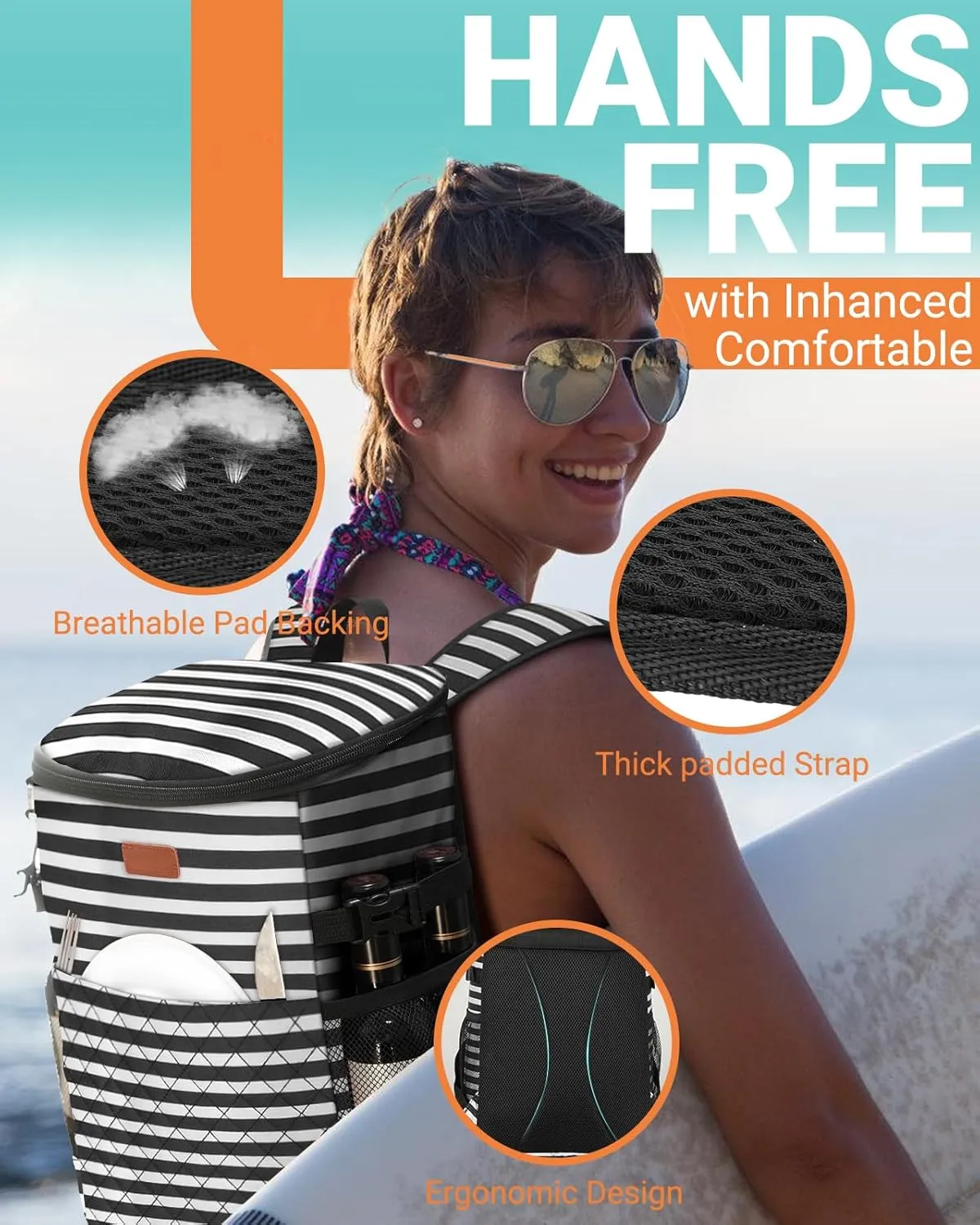 Soft Cooler Backpack 30 Cans/45 Cans, Backpack Coolers Insulated Leak Proof Thermal Lunch Backpack for Men Work Small Cooler Bag Beach Travel Picnic Drink Beverage Beer