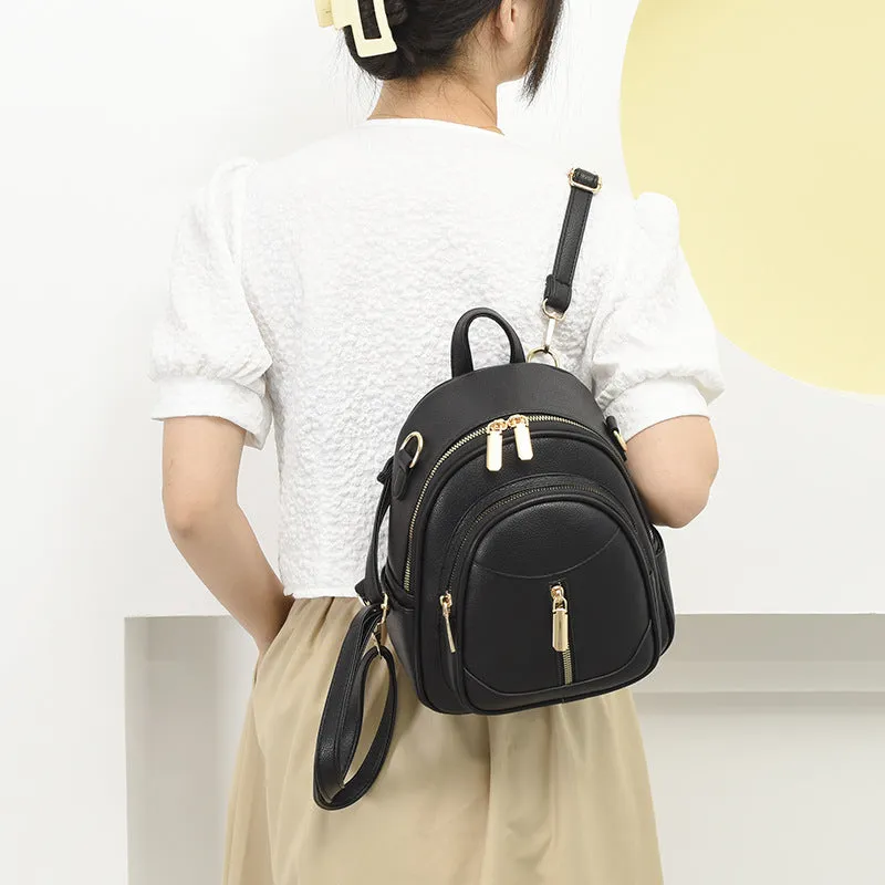Soft Leather Textured Schoolbag Lightweight Travel Ladies Backpack