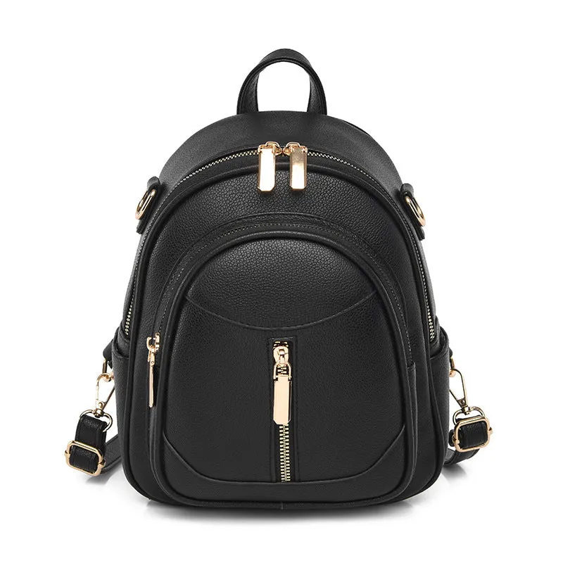 Soft Leather Textured Schoolbag Lightweight Travel Ladies Backpack