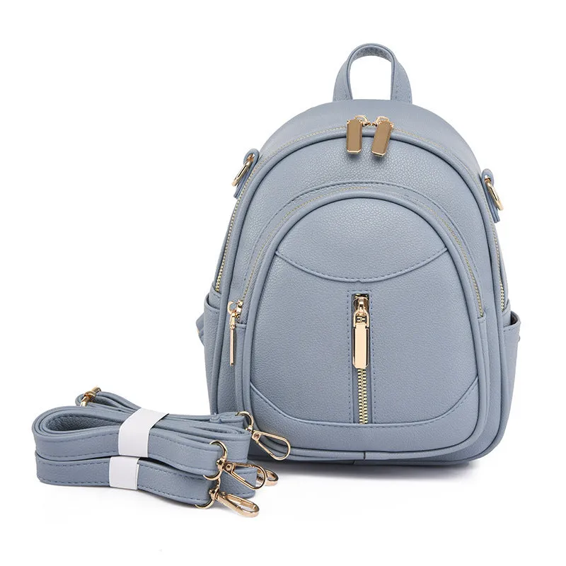 Soft Leather Textured Schoolbag Lightweight Travel Ladies Backpack