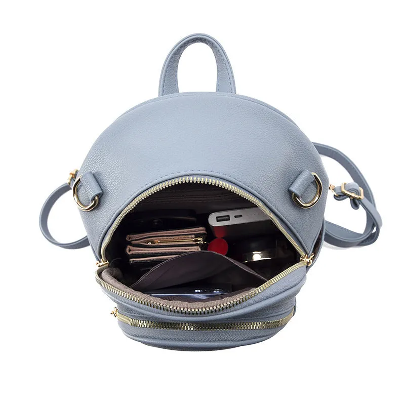 Soft Leather Textured Schoolbag Lightweight Travel Ladies Backpack