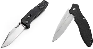 SOG Flare Folding and Pocket Knife Assisted Opening Tech Knife w/ 3.5 Inch Stainless Straight Edge Blade & Tactical Knife GRN Grip (FLA1001-CP), Black
