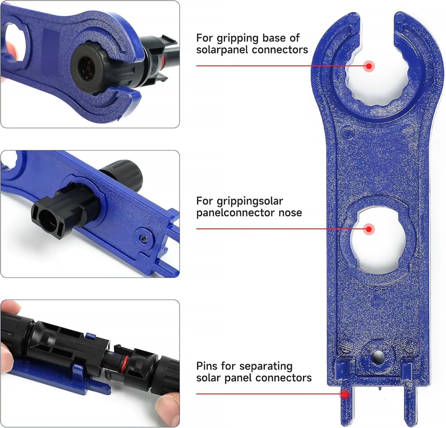 Solar Crimping Tool Kit for Solar Panel Cable 14-10AWG,PV Connector Kit Includes 10 Pairs 1000V 30A Connector, 2 PCS Spanner Wrench and Crimper Tool for 2.5/4/6mm² PV Cable
