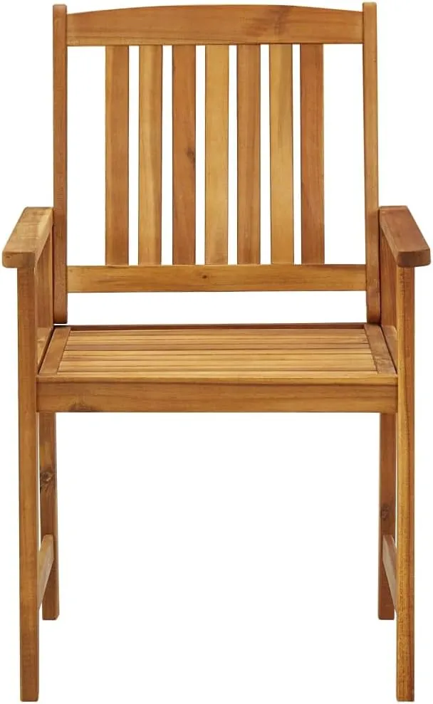 Solid Acacia Wood Patio Chairs with Blue Cushions 2-Piece Set, Outdoor Furniture for Garden Poolside Deck Backyard, Rustic Wooden Lounge Chairs with Waterproof Polyester Seat Cushions