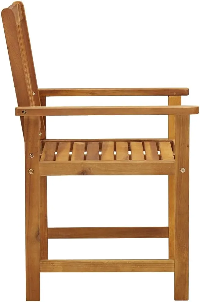 Solid Acacia Wood Patio Chairs with Blue Cushions 2-Piece Set, Outdoor Furniture for Garden Poolside Deck Backyard, Rustic Wooden Lounge Chairs with Waterproof Polyester Seat Cushions