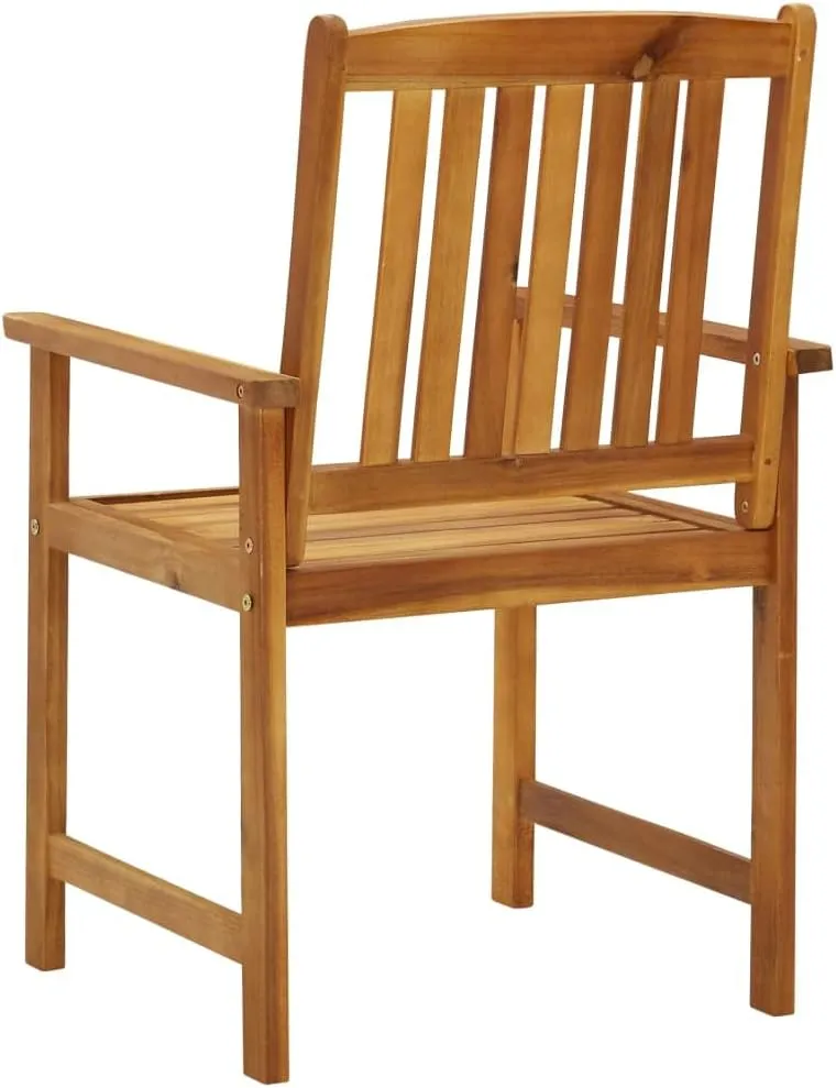 Solid Acacia Wood Patio Chairs with Blue Cushions 2-Piece Set, Outdoor Furniture for Garden Poolside Deck Backyard, Rustic Wooden Lounge Chairs with Waterproof Polyester Seat Cushions