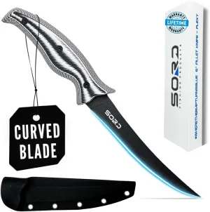 SORD 5-9' Fillet Knife - Fishing & Meat Cutting with Sheath - Razor Sharp Carbon Steel Filet Knife for Cleaning Fish and Skinning - Full Tang G10 Handle | Corrosion Resistant