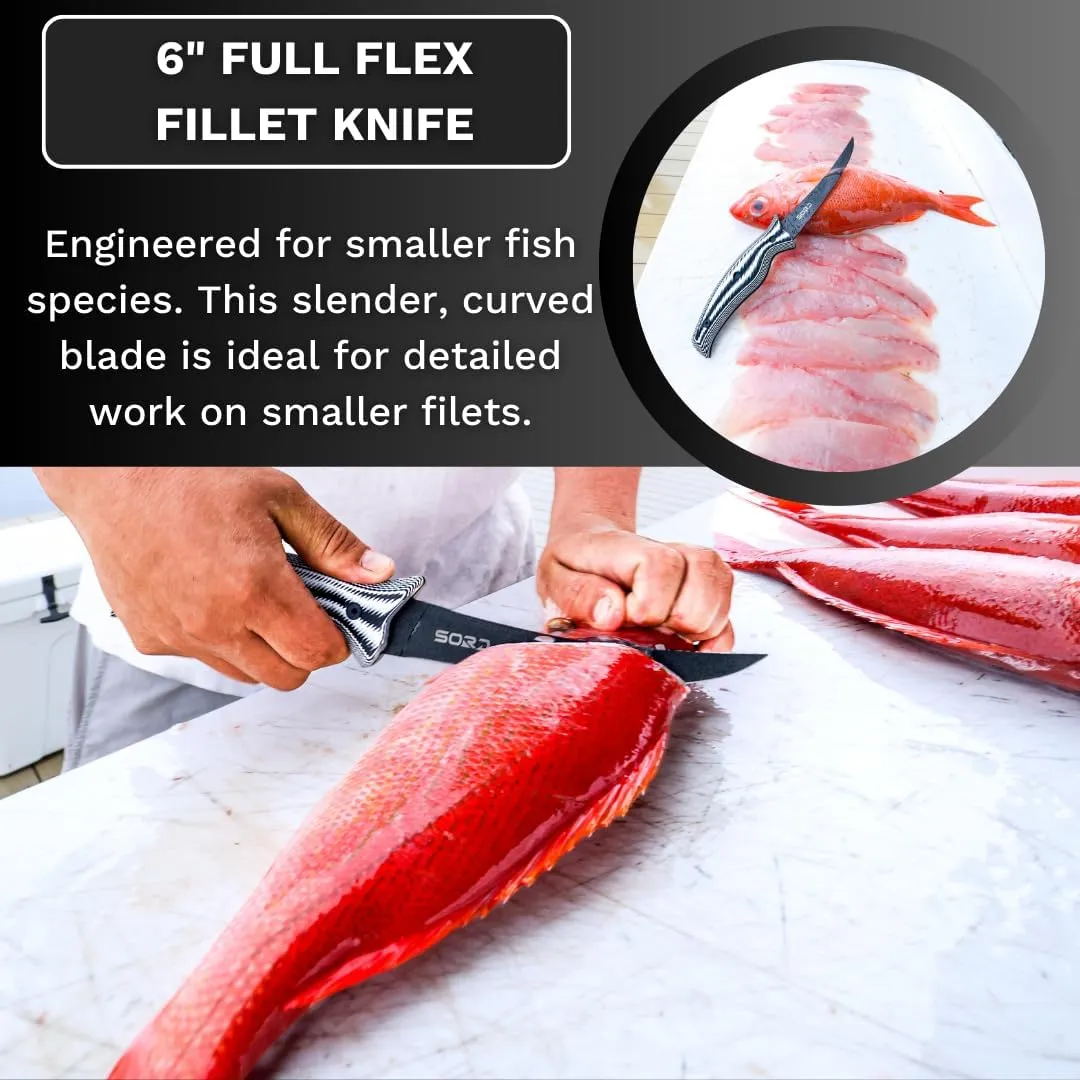 SORD 5-9' Fillet Knife - Fishing & Meat Cutting with Sheath - Razor Sharp Carbon Steel Filet Knife for Cleaning Fish and Skinning - Full Tang G10 Handle | Corrosion Resistant
