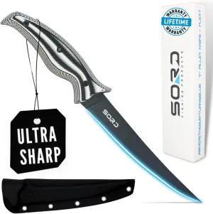 SORD 5-9' Fillet Knife - Fishing & Meat Cutting with Sheath - Razor Sharp Carbon Steel Filet Knife for Cleaning Fish and Skinning - Full Tang G10 Handle | Corrosion Resistant
