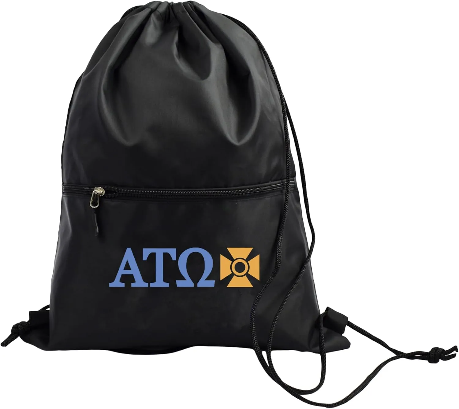 Sorority Shop Alpha Tau Omega Fraternity Black Drawstring Backpack, Sports Bag, Travel Carryall