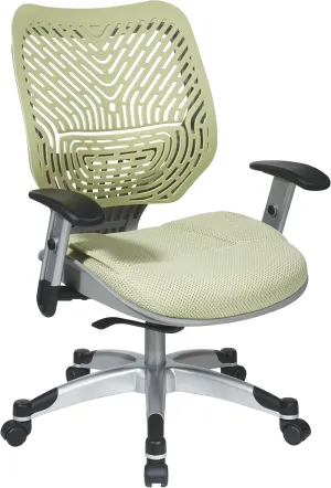SPACE Seating REVV Self Adjusting SpaceFlex Kiwi Backrest Support and Padded Kiwi Mesh Seat with Adjustable Arms and Platinum Finish Base Managers Chair
