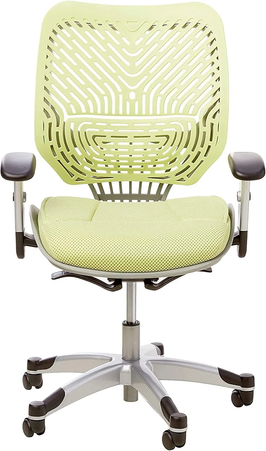 SPACE Seating REVV Self Adjusting SpaceFlex Kiwi Backrest Support and Padded Kiwi Mesh Seat with Adjustable Arms and Platinum Finish Base Managers Chair