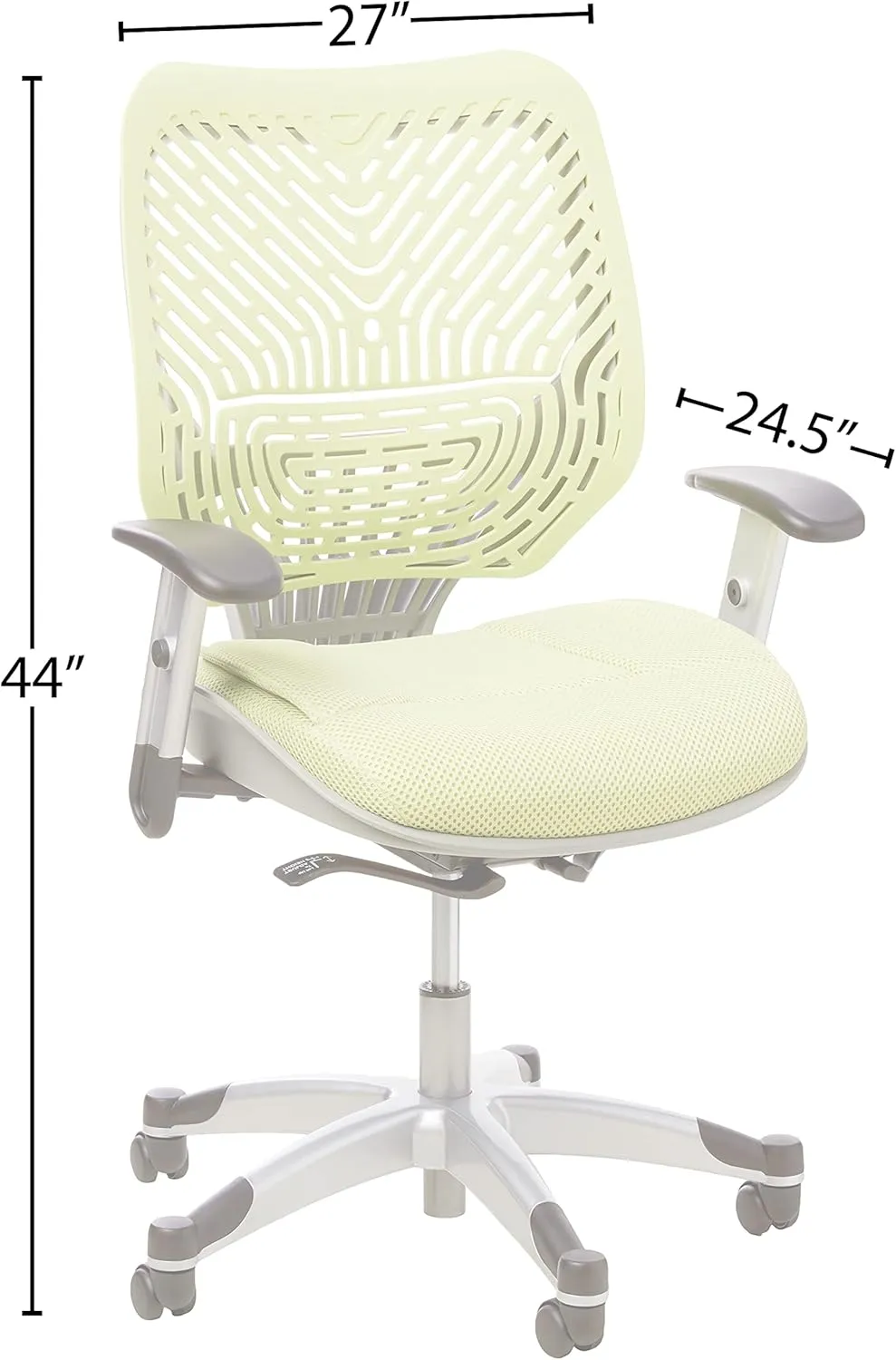 SPACE Seating REVV Self Adjusting SpaceFlex Kiwi Backrest Support and Padded Kiwi Mesh Seat with Adjustable Arms and Platinum Finish Base Managers Chair