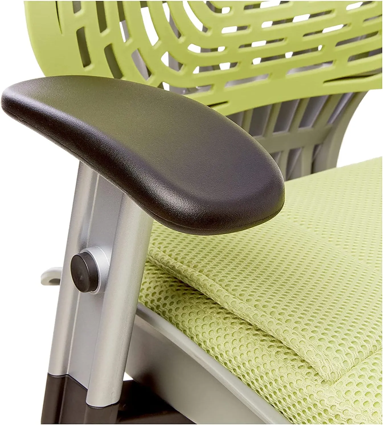 SPACE Seating REVV Self Adjusting SpaceFlex Kiwi Backrest Support and Padded Kiwi Mesh Seat with Adjustable Arms and Platinum Finish Base Managers Chair