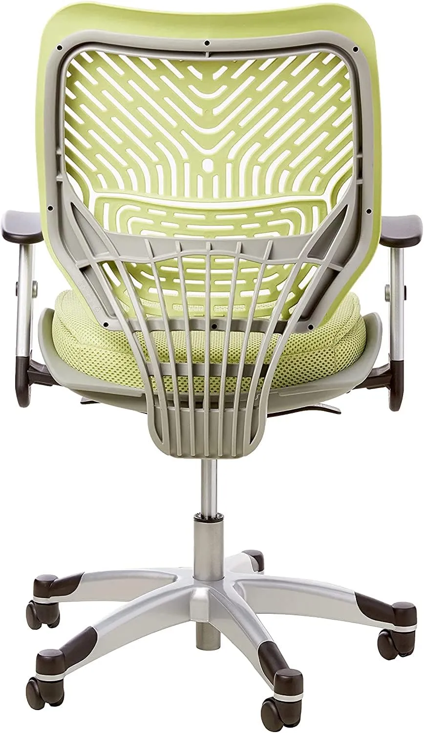 SPACE Seating REVV Self Adjusting SpaceFlex Kiwi Backrest Support and Padded Kiwi Mesh Seat with Adjustable Arms and Platinum Finish Base Managers Chair