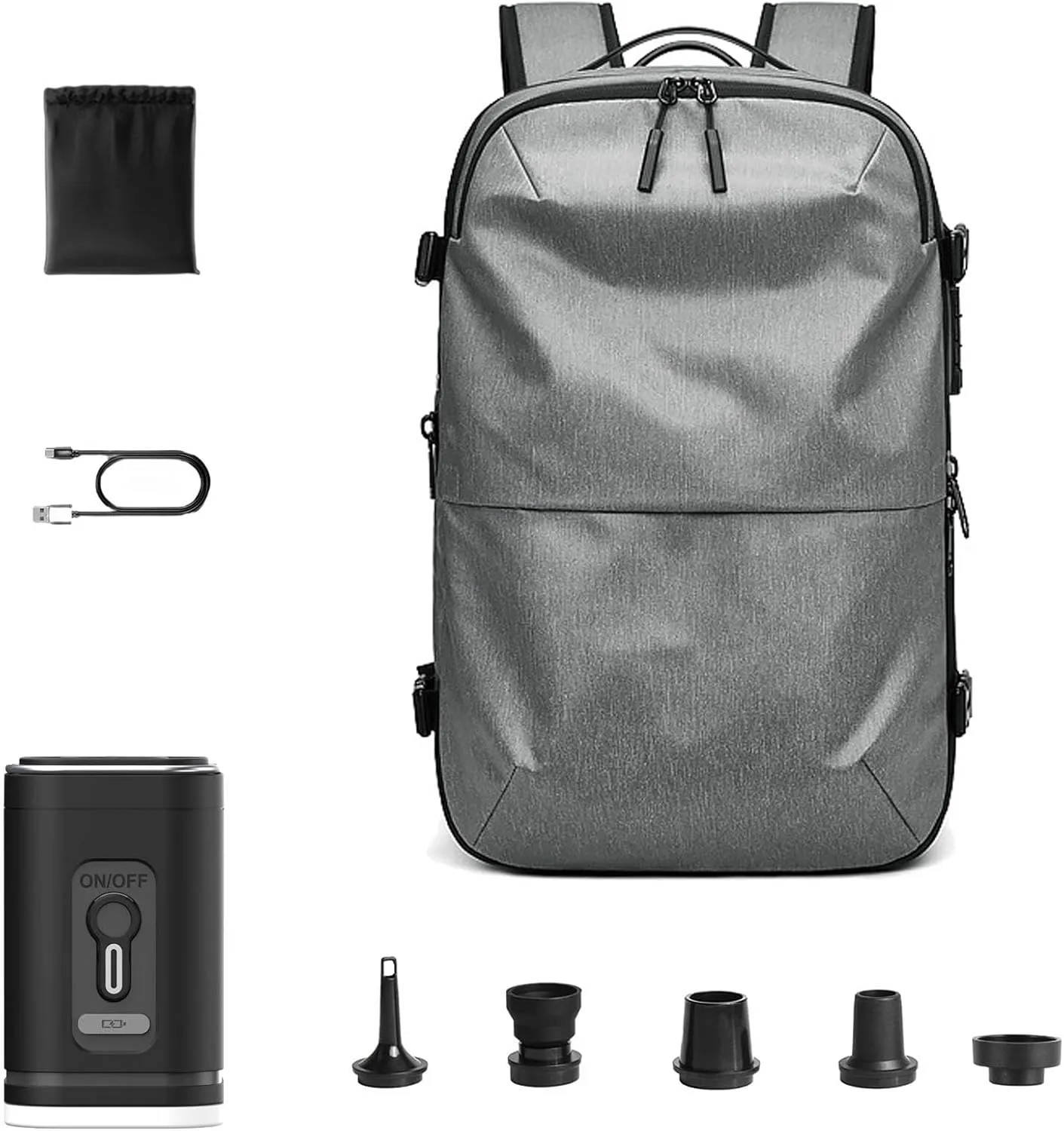 Space Vac Pro Vacuum Backpack Travel Bag,Voyagevac Vacuum Air Seal Compression Travel Expandable Backpack (Light Gray)