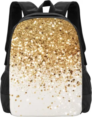 Sparkling Gold Glitter Glam Lightweight Packable Backpack Travel Casual Large Capacity Daypack Foldable Backpack For Men Women