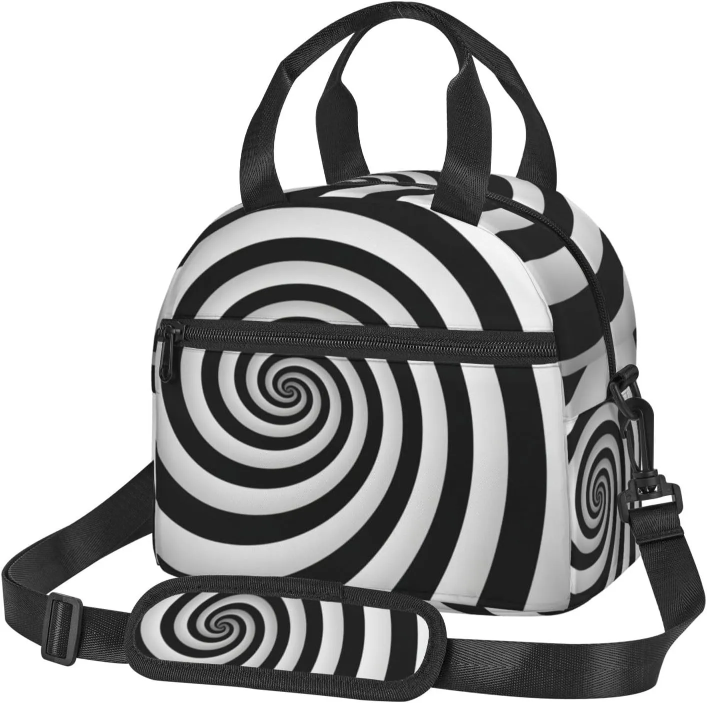 spiral optical illusion gif Print Lunch Bag Tote Reusable Lunch Box Container with Shoulder Strap Work Picnic Adult