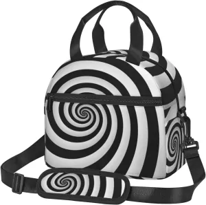 spiral optical illusion gif Print Lunch Bag Tote Reusable Lunch Box Container with Shoulder Strap Work Picnic Adult
