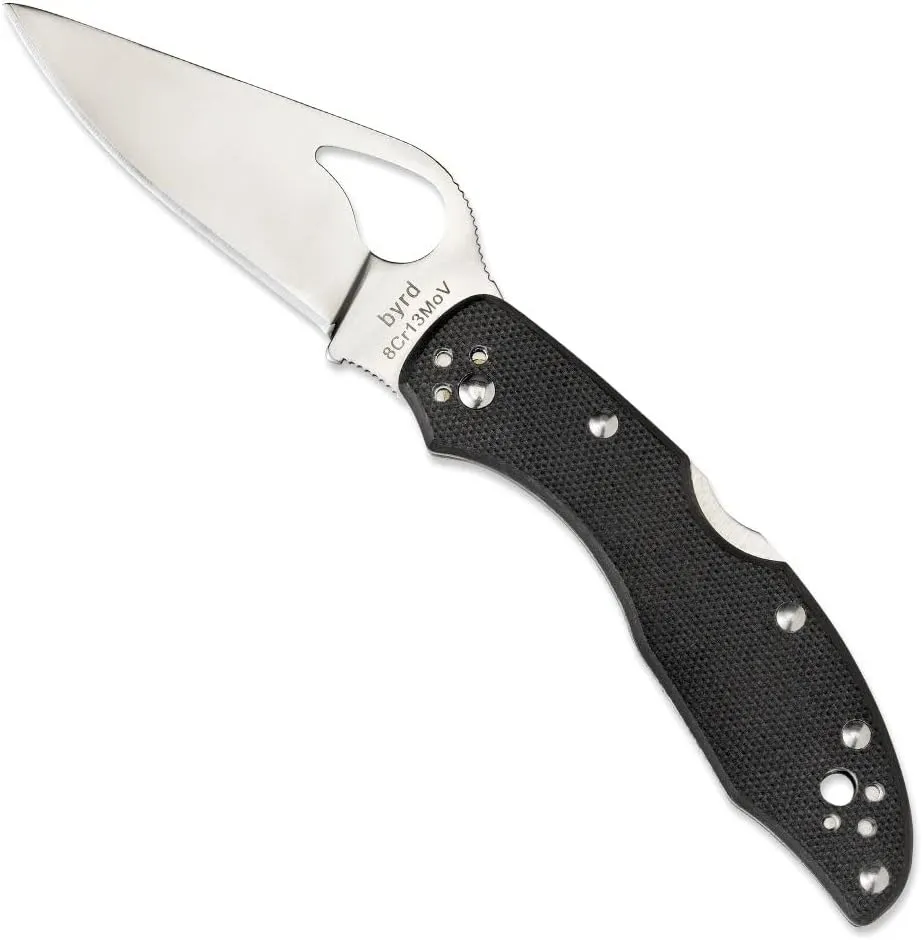 Spyderco Byrd Meadowlark 2 Knife with 2.90" Stainless Steel Blade and High Performance Black G-10 Handle - PlainEdge - BY04GP2