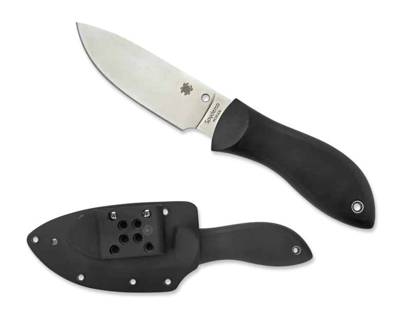 Spyderco Moran 3.92" Plain Fixed Blade Black Handle Pocket Knife (FB01P)