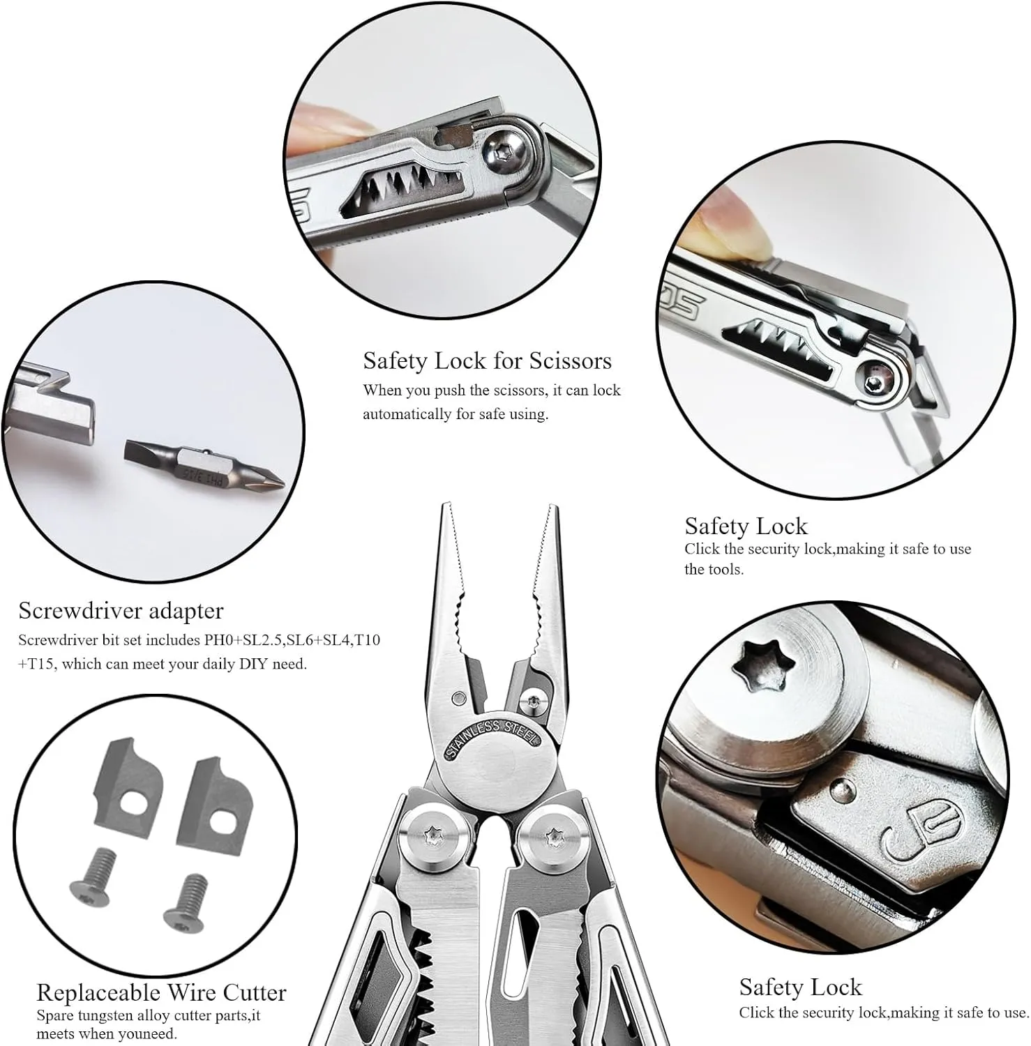 SQT2038-5 18-in-1 Multitool, Gifts for Men, Foldable & Self-Locking, Professional Multitool for DIY, Outdoor Camping, and Home Repairs...