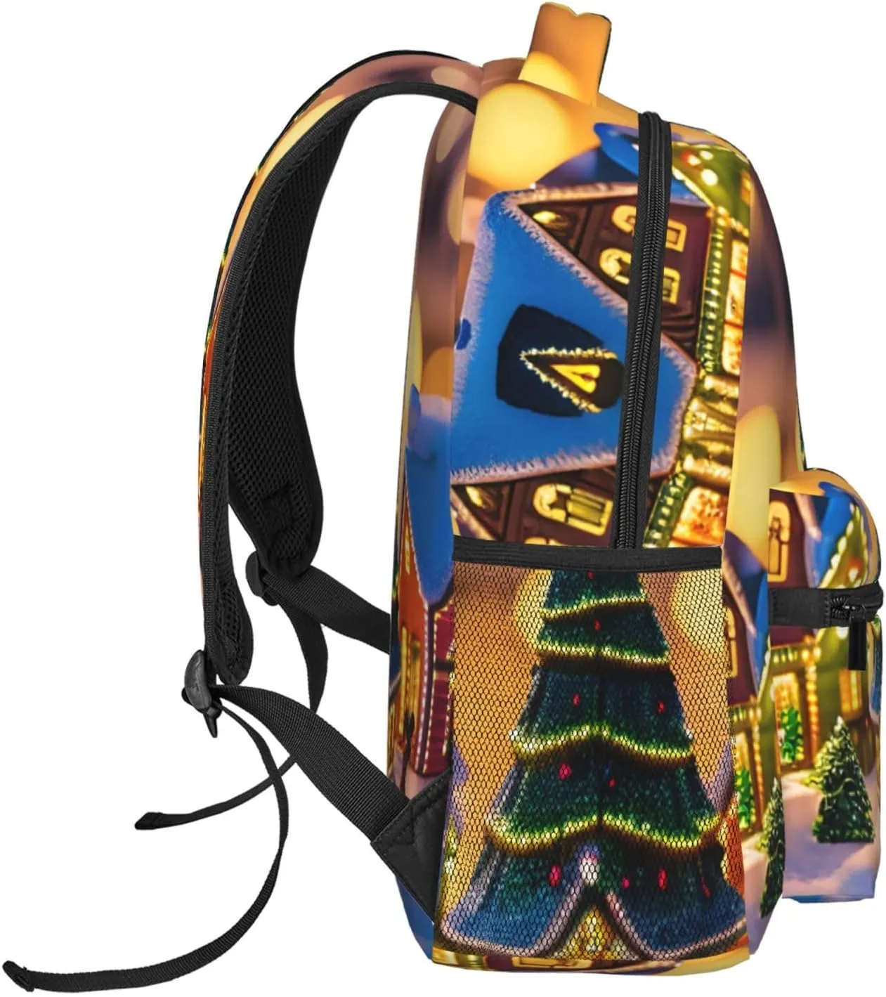 SSIMOO Christmas Village Leisure Lightweight Double-Shoulder Backpack,Simple Canvas, And Spacious Design