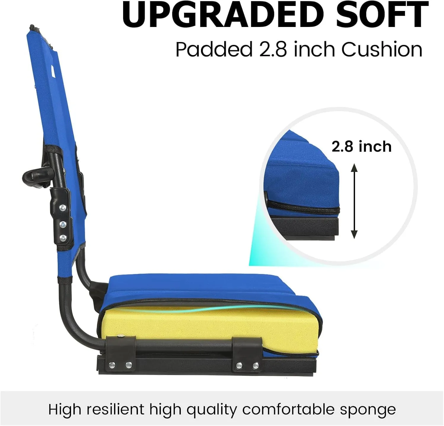 Stadium Seats for Bleachers with Back Support Wide, Portable Bleacher Chairs with Highest Back and Thick Cushion, Folding Padded Stadium Chair for Adults at Sports Events and Concerts. (Blue)
