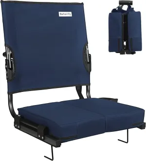 Stadium Seats for Bleachers with Back Support Wide, Portable Bleacher Chairs with Highest Back and Thick Cushion, Folding Padded Stadium Chair for Adults at Sports Events and Concerts. (Navy Blue)