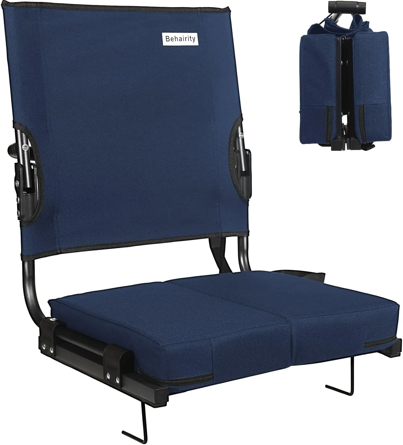 Stadium Seats for Bleachers with Back Support Wide, Portable Bleacher Chairs with Highest Back and Thick Cushion, Folding Padded Stadium Chair for Adults at Sports Events and Concerts. (Navy Blue)