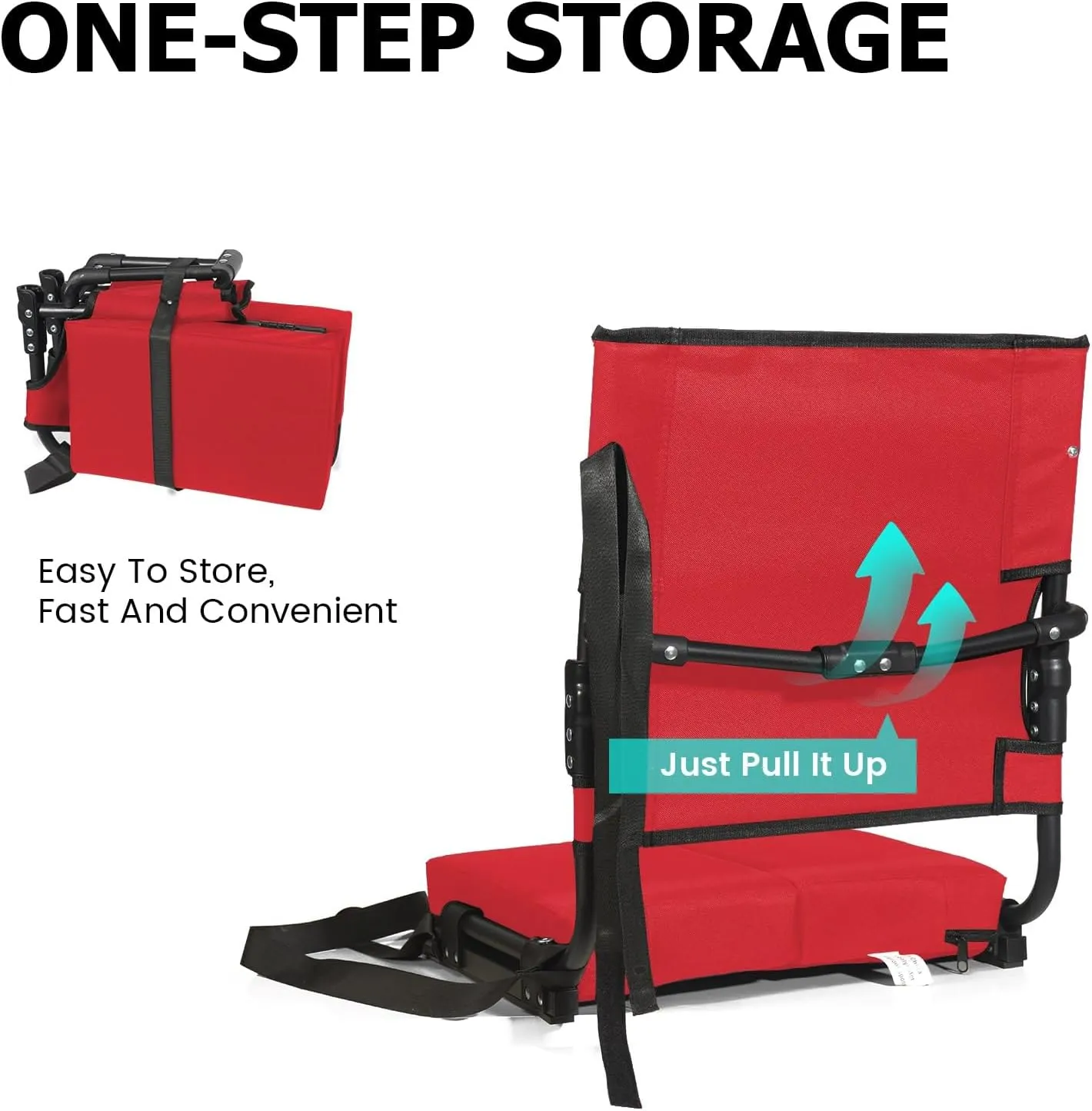Stadium Seats for Bleachers with Back Support Wide, Portable Bleacher Chairs with Highest Back and Thick Cushion, Folding Padded Stadium Chair for Adults at Sports Events and Concerts. (Red)