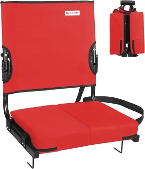 Stadium Seats for Bleachers with Back Support Wide, Portable Bleacher Chairs with Highest Back and Thick Cushion, Folding Padded Stadium Chair for Adults at Sports Events and Concerts. (Red)