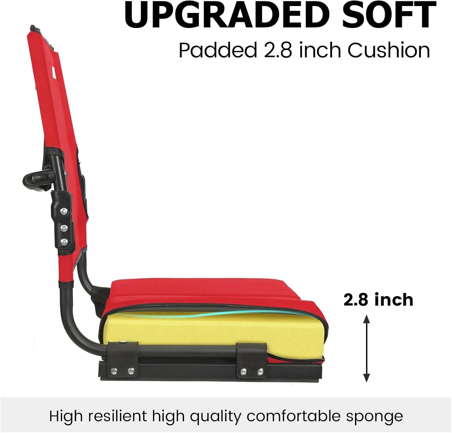 Stadium Seats for Bleachers with Back Support Wide, Portable Bleacher Chairs with Highest Back and Thick Cushion, Folding Padded Stadium Chair for Adults at Sports Events and Concerts. (Red)