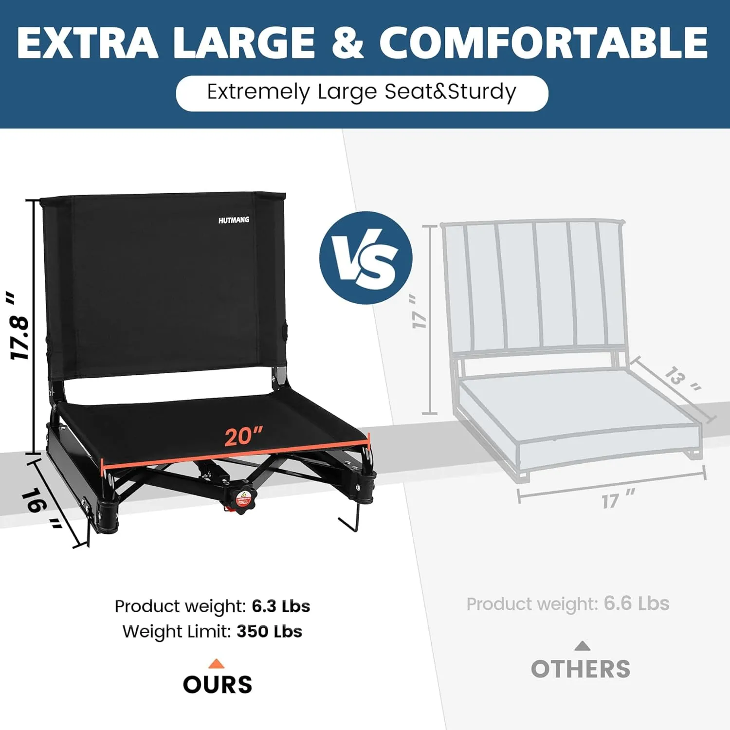 Stadium Seats for Bleachers with Back Support,Stadium Seating for Bleachers with Comfy Padded Active Foam Backs,Portable Folding Stadium Chair with Shoulder Strap,Bleacher Chairs with Back