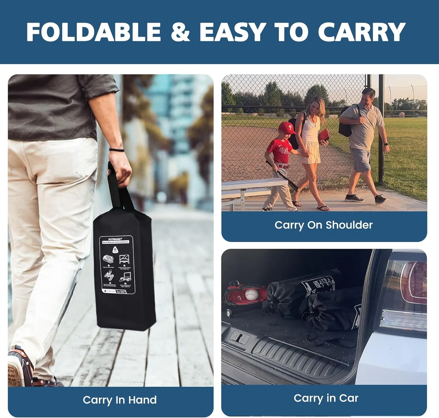Stadium Seats for Bleachers with Back Support,Stadium Seating for Bleachers with Comfy Padded Active Foam Backs,Portable Folding Stadium Chair with Shoulder Strap,Bleacher Chairs with Back