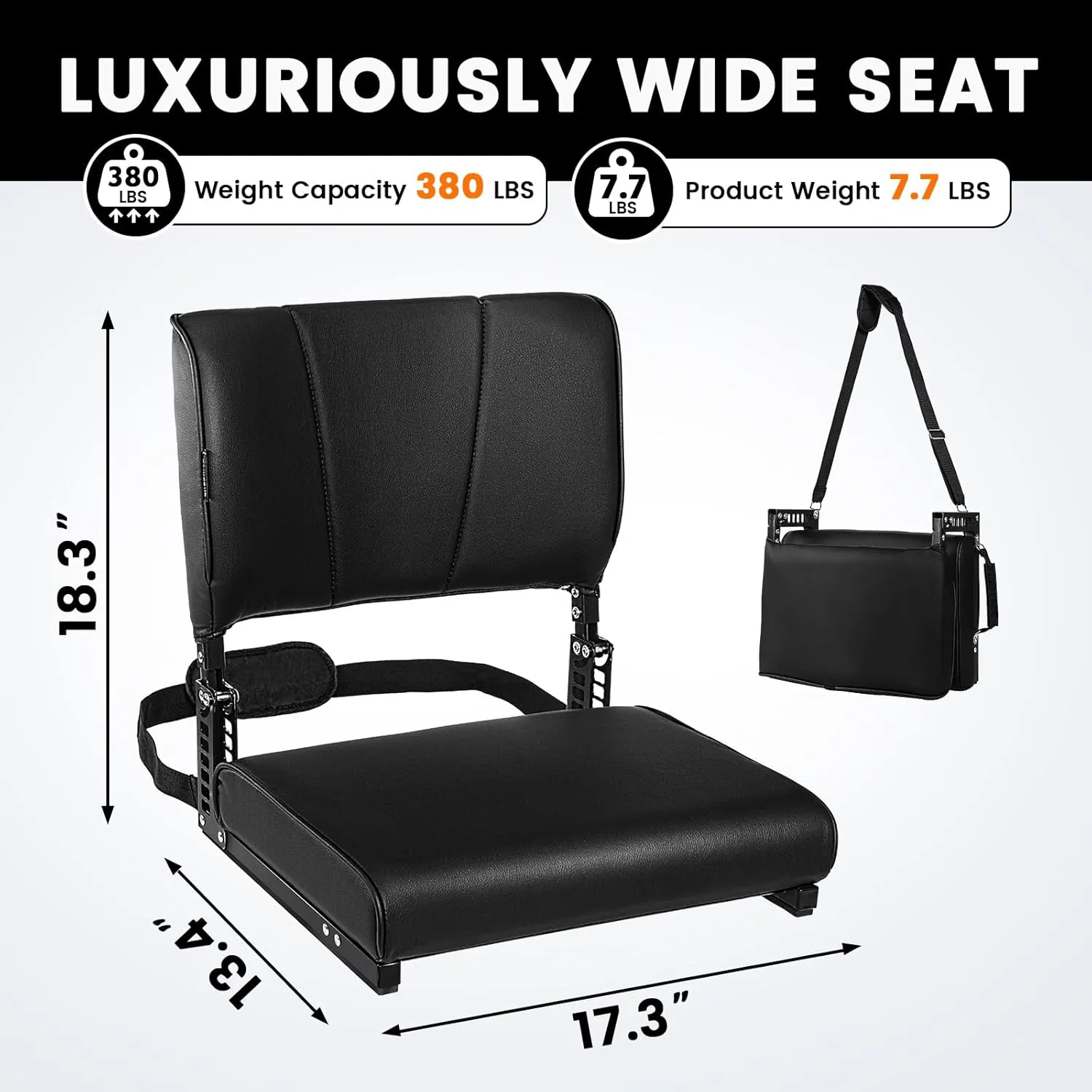 Stadium Seats with Back Support, Bleacher Chairs with Back and Cushion, Stadium Seats for Bleachers Curved Backrest,Padded Portable Folding Stadium Chair with Shoulder Strap for Sports Events