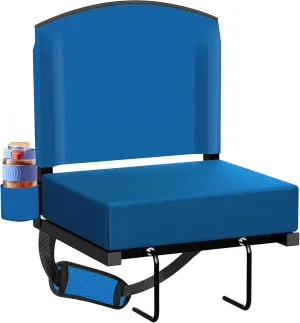 Stadium Seats with Back Support, Portable Bleacher Seat for Bleachers Hold up 400lbs, Wide Bleacher Seat with Shoulder Strap & Handle Perfect for Sports Events (Blue, 1pcs)