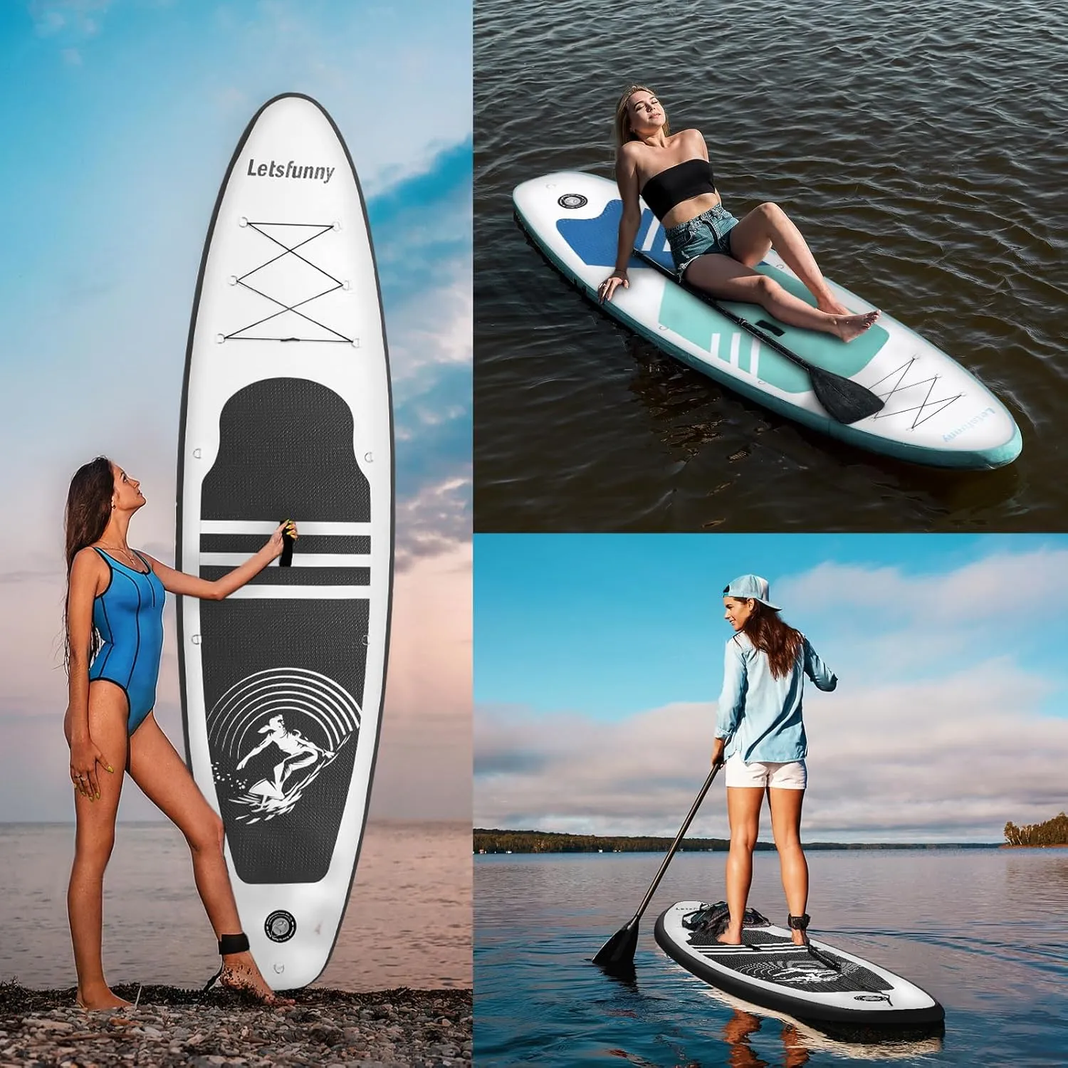 Stand Up Paddle Board, 10' Inflatable Paddleboard with Bag & Sup Accessories, Non-Slip Comfort Deck for Adults & Youth