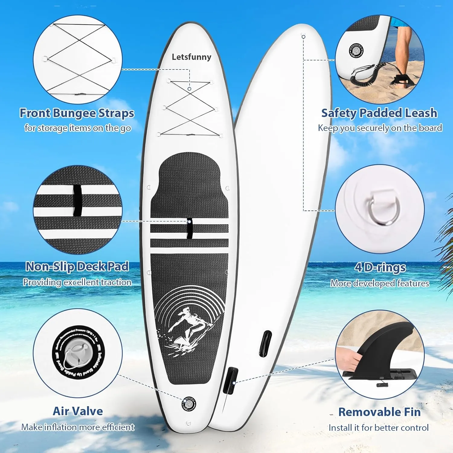 Stand Up Paddle Board, 10' Inflatable Paddleboard with Bag & Sup Accessories, Non-Slip Comfort Deck for Adults & Youth