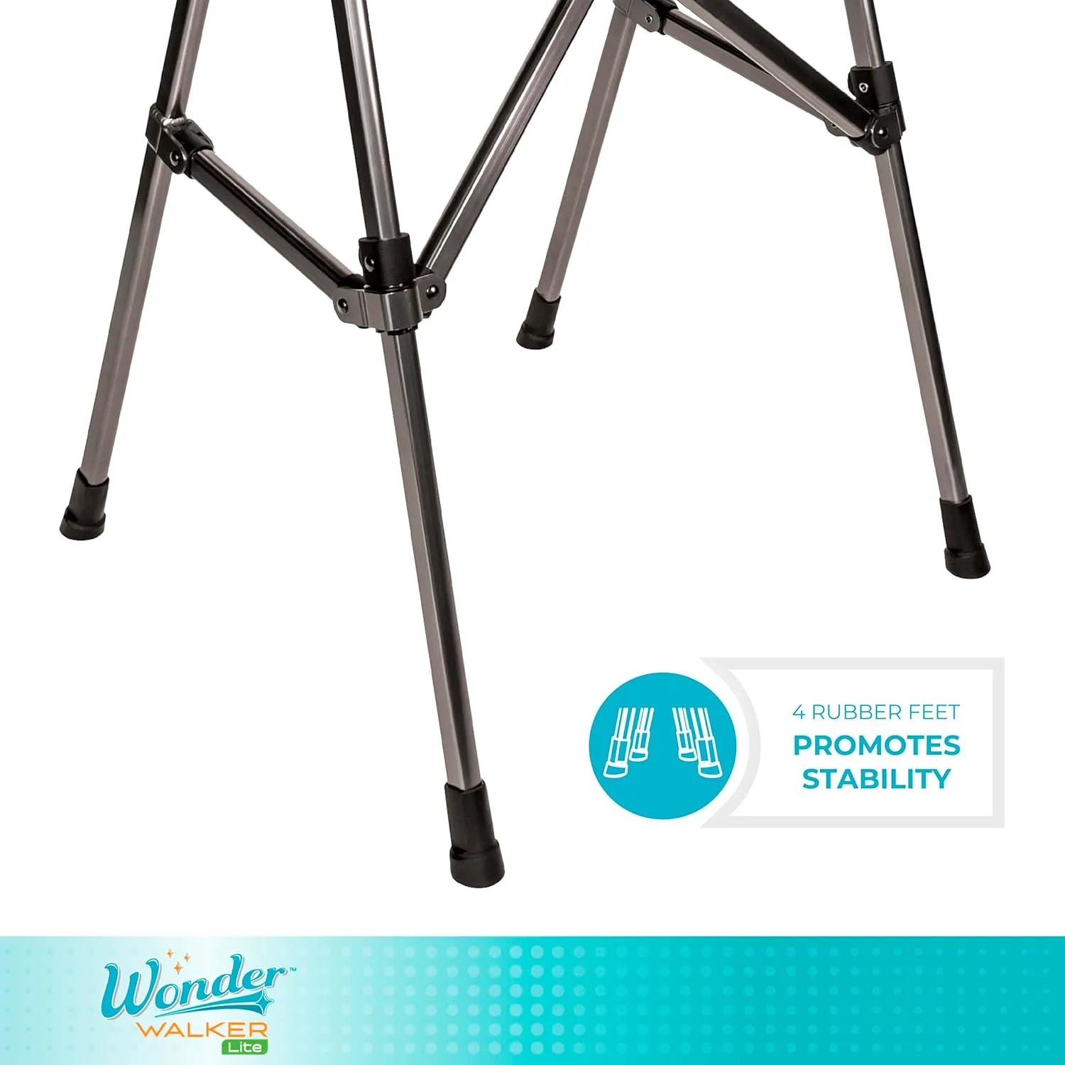 Stander Wonder Walker Lite, Lightweight Folding-Walker for Adults, Seniors, and Elderly, Collapsible Travel-Walker for Mobility Support, Compact Standard-Walker Without Wheels, Black Walnut