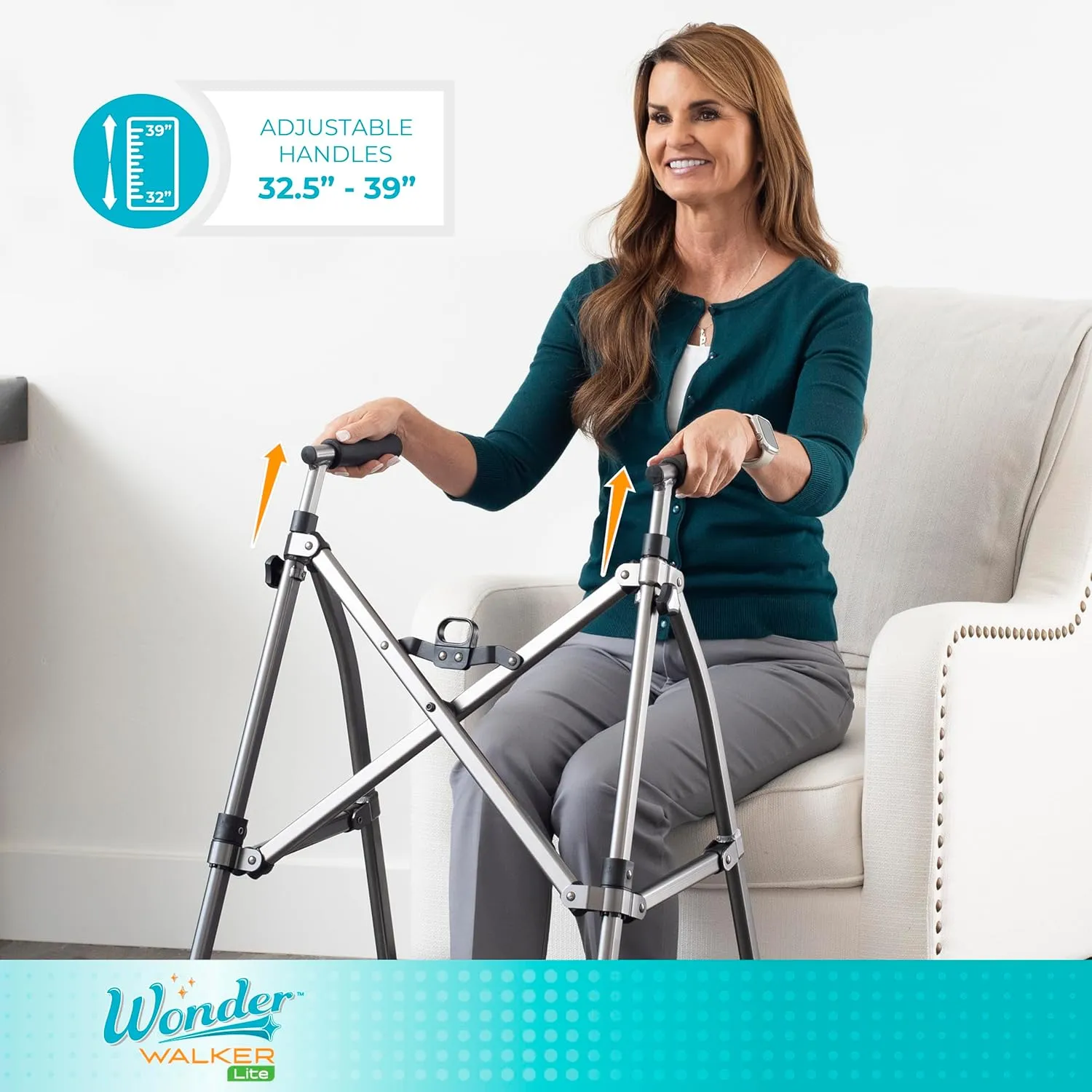 Stander Wonder Walker Lite, Lightweight Folding-Walker for Adults, Seniors, and Elderly, Collapsible Travel-Walker for Mobility Support, Compact Standard-Walker Without Wheels, Matte Black