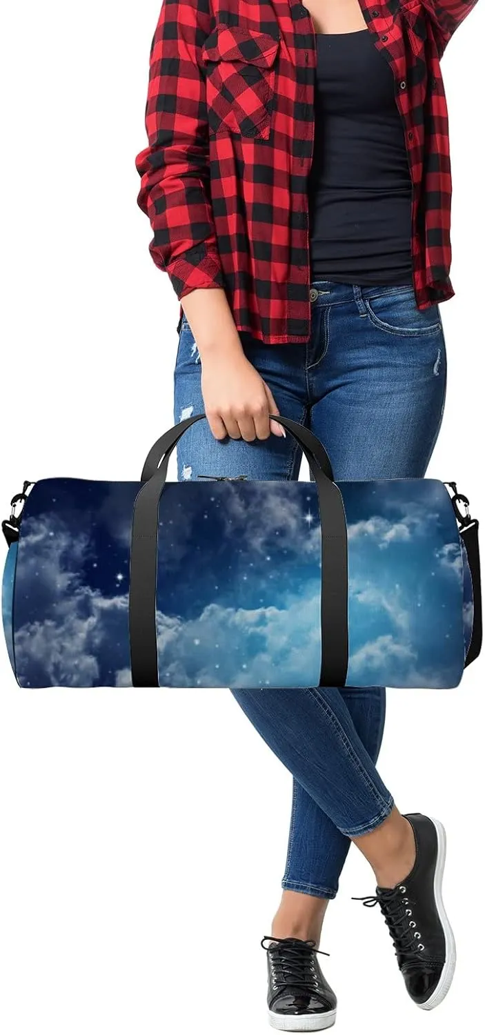 Starry Sky Night Sky Cloud Stars Moon Sports Bag Tote Bag Waterproof Gym Bag with Shoulder Strap Zipper 2 Side Pockets for Men and Women, Travel and Storage Shoulder Bag.