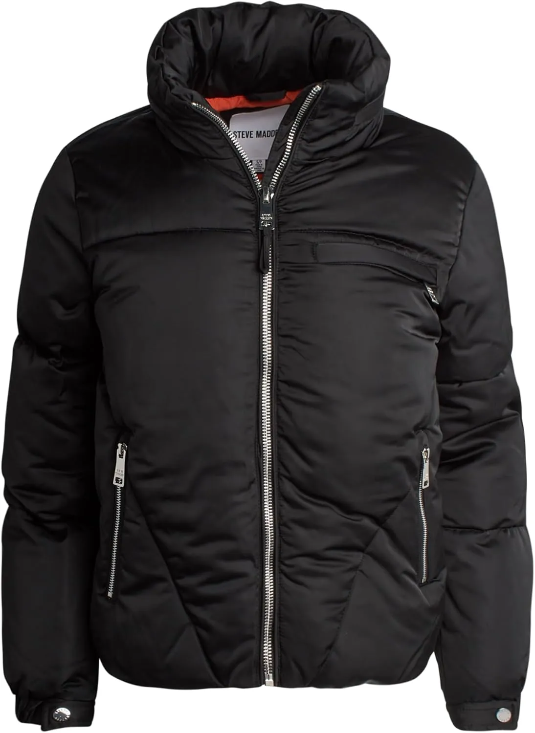 Steve Madden Women's Cropped Puffer Jacket - Quilted Winter Coat with Packable Hood - Cozy Outerwear Jacket for Women (S-XL)