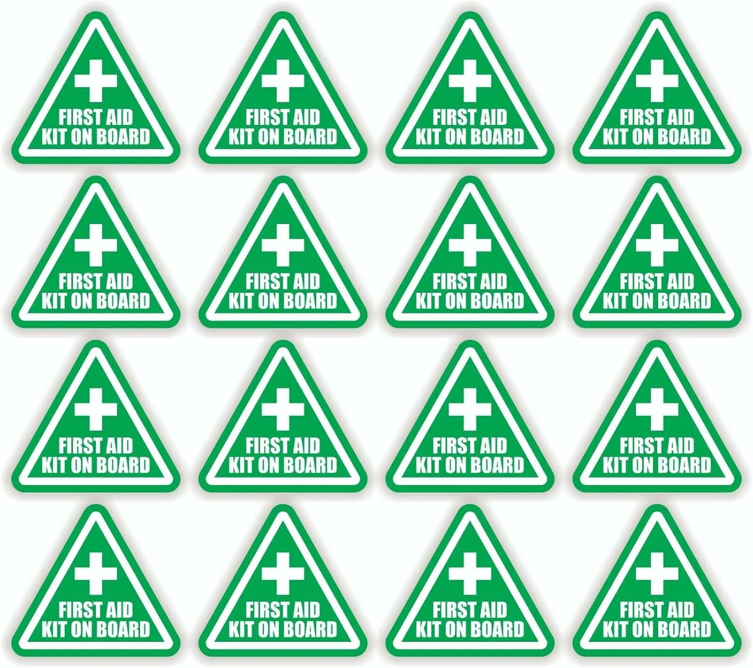 Stickers Decals Decorative 16 Pack - First Aid Kit on Board - 2" Triangular Vinyl Stickers Decals Lot Set